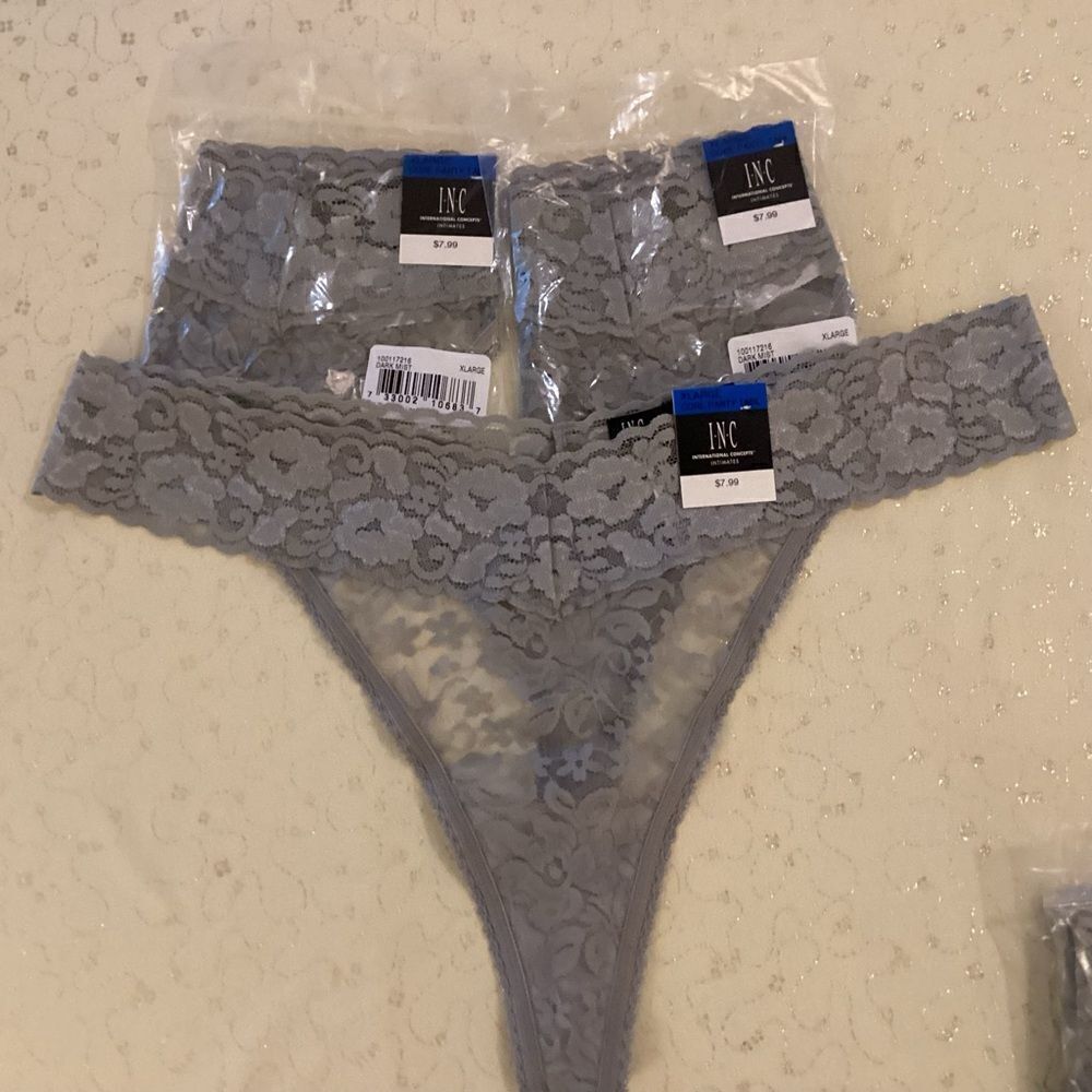 NWT. INC Intn’l Concepts, a Macy’s brand, Women’s XL Grey Thong Set of 3 Panties
